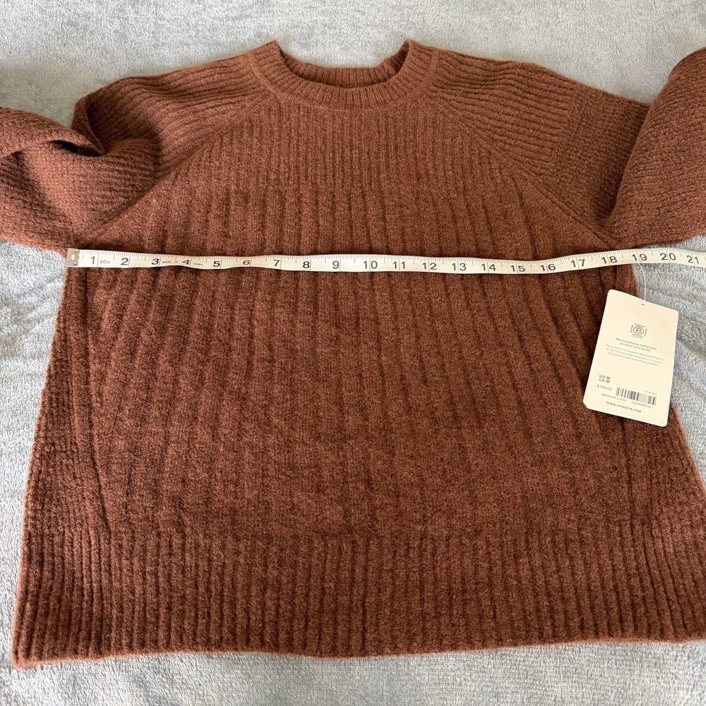 NWT Athleta Brown Ribbed CHANDAIL RAS LAYOVER CREW Sweater Size M - Picture 16 of 16